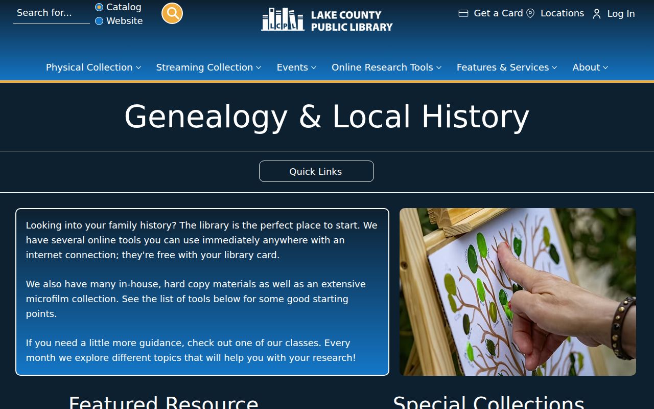Lake County Public Library genealogy and local history resources for Highland