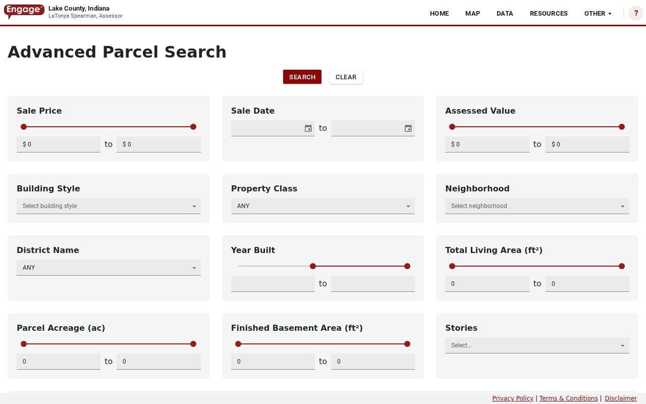 Lake County advanced parcel search for Highland street records